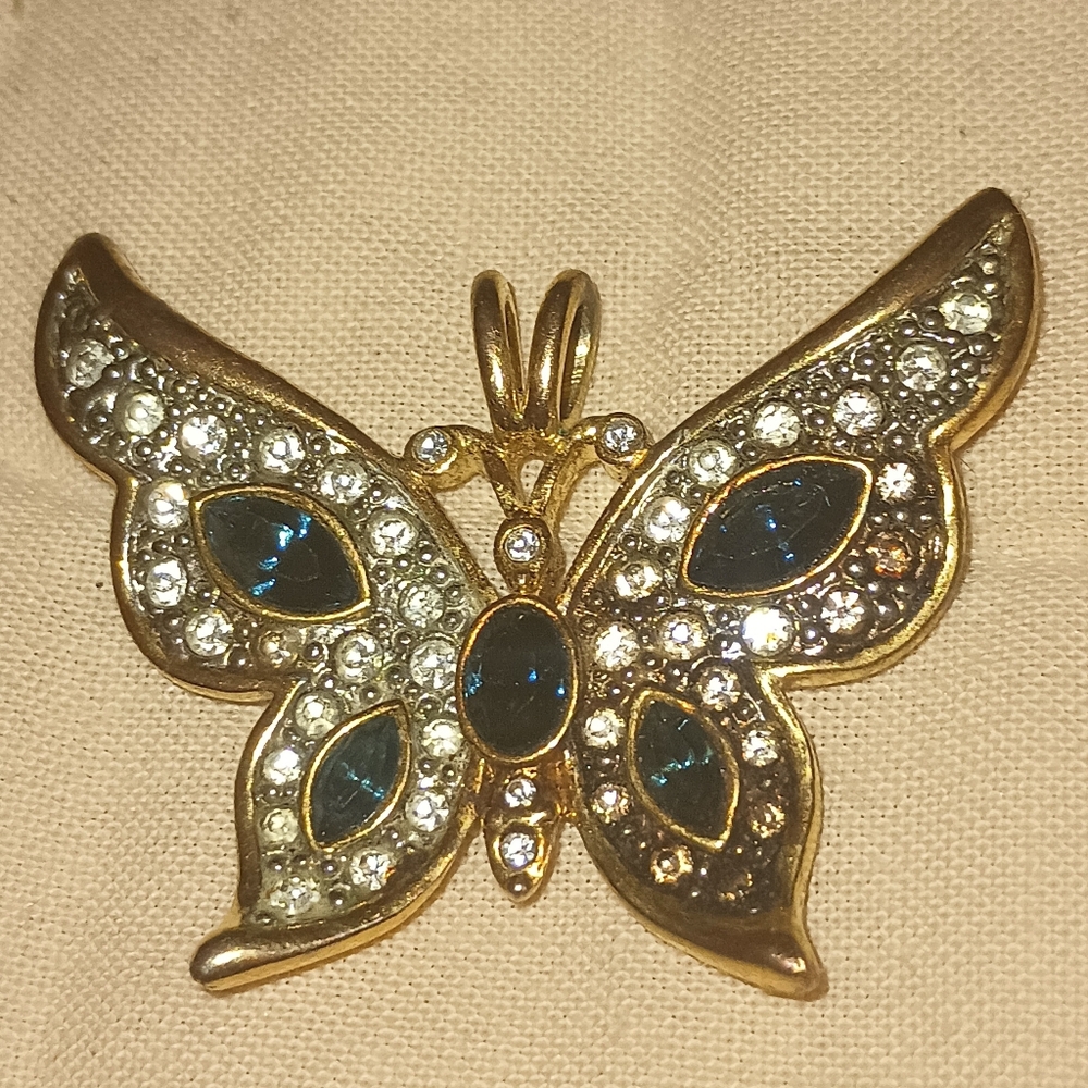 Vintage Rhinestone Butterfly Pendant, PSCO 1993